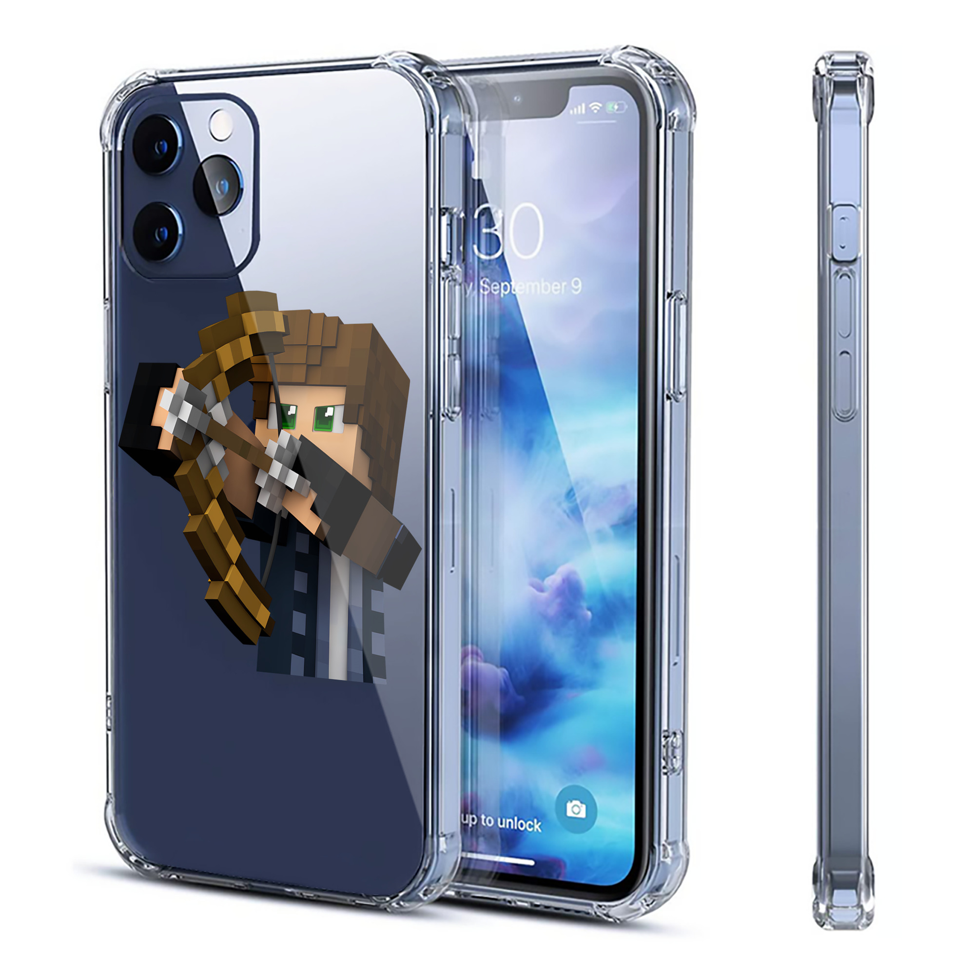 （画像用） マインクラフト ブロックの世界 Minecraft MC Block world 【iPhone 12シリーズ対応】透明スマホケース（クリアソフトケース）